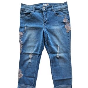 Women's Blue Embroidered Jeans​